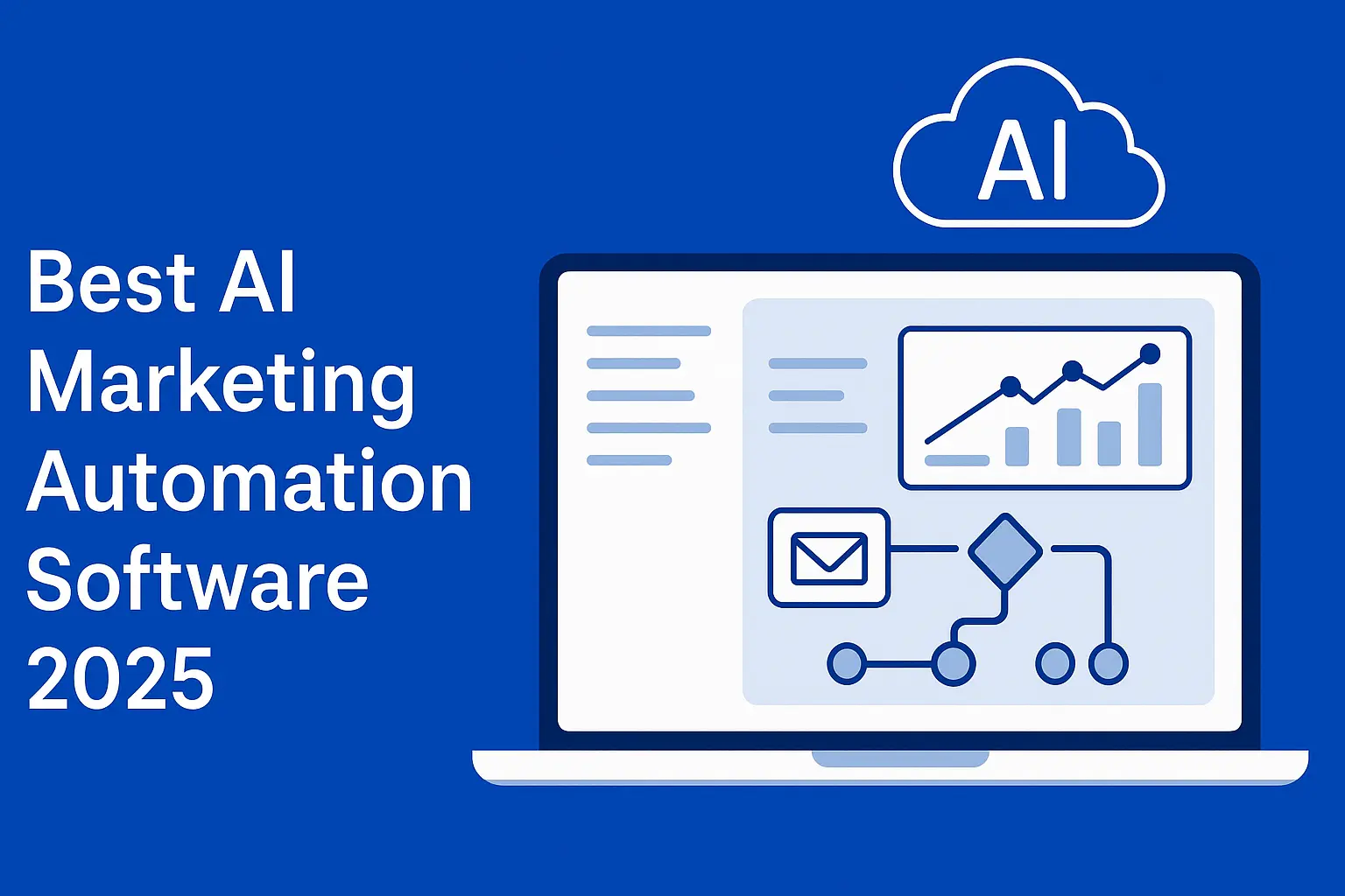 AI marketing automation software interface on laptop screen with graphs and workflow Title: Best AI Marketing Automation Software 2025